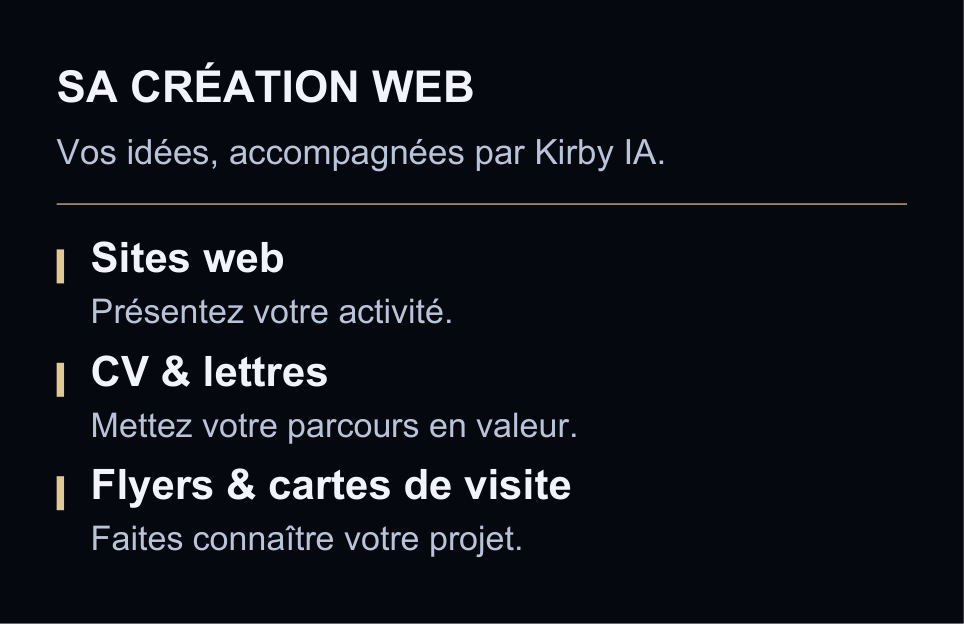 Verso : sites web, CV et lettres, flyers et cartes de visite